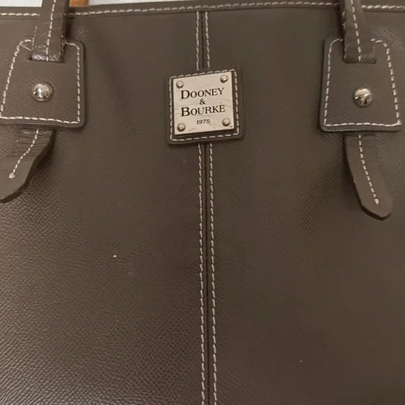 Dooney & Bourke Davis Leather Tote Bag Olive Green Zipper Preowned - Picture 3 of 16